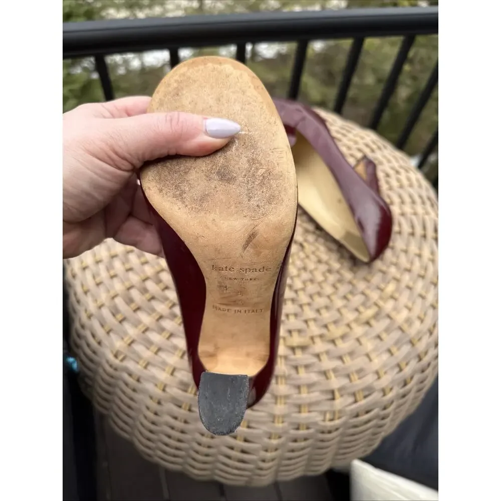 Kate Spade Burgundy Leather Heels Made In Italy 9 US Platform Pump Retro 40s